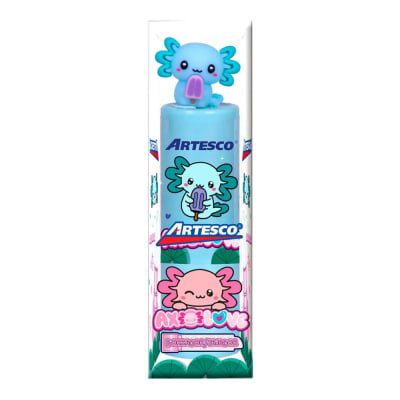 Set Artesco Borrador + Tajador Stick Axolove Ajolote Turquesa1
