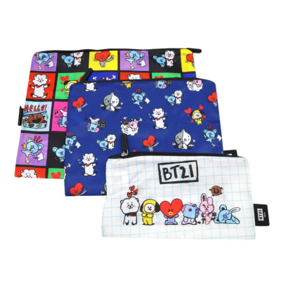 Set de Estuches x3 BT21 BTS Kpop Kawai Azul1