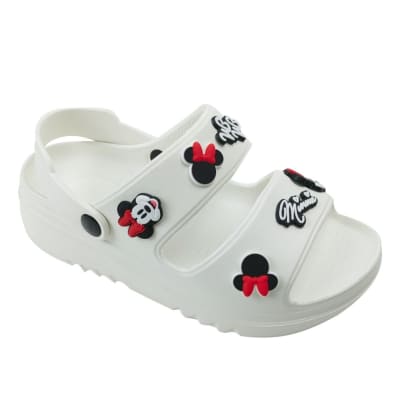 Sandalias Mujer Playera Plataforma Minnie Mouse Blanco1