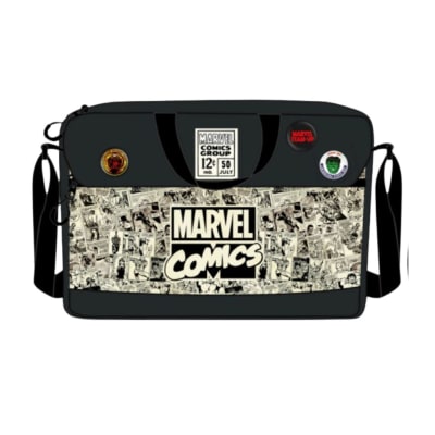 Marvel Comics Maletin Escolar Negro– Superheroes clasicos, estilo retro1