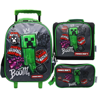 Pack Escolar Maleta Minecraft Creeper Oficio1