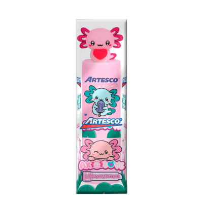 Set Artesco Borrador + Tajador Stick Axolove Ajolote Rosado1
