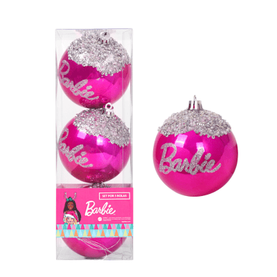 Set Bolas Navidad Arbol Barbie X3 unds 8cm Modelo 41