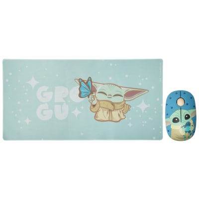 Mouse Inalambrico + Pad Desk Star Wars Baby Yoda Neopreno Antideslizante 80x40 CM Mod 21
