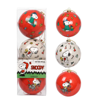 Set de Bolas Navideñas Snoopy X3 unds 8cm Modelo 21