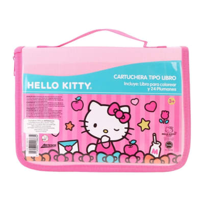 Cartuchera Tipo Libro Artesco Hello Kitty Con Plumones1