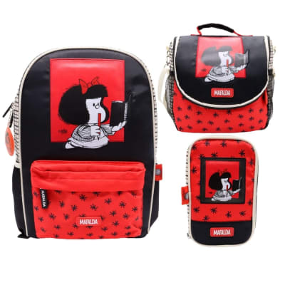Pack Escolar Mochila Mafalda Rojo Oficio1