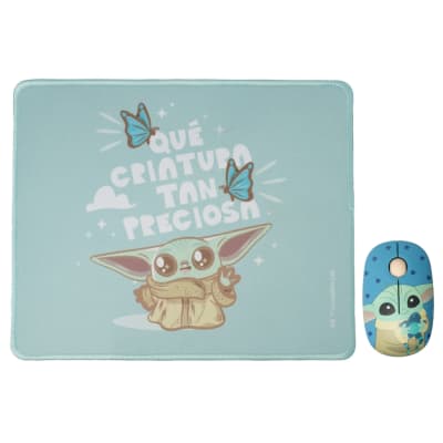 Mouse Inalambrico + Pad Desk Star Wars Baby Yoda Neopreno Antideslizante 24x20 CM Mod 21