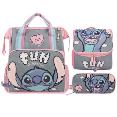 Pack Escolar Mochila Stitch Rosado Oficio1