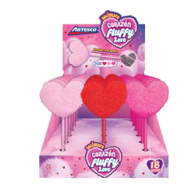 Lapicero Artesco Corazon Fluff Love 1 Unidad Color Aleatorio1