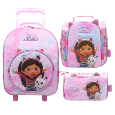 Maleta Nido + Lonchera + Cartuchera Gabby Dollhouse peluche1