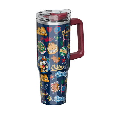 Mug termo Garfield con asa Kawaii Chibi 1200 ml azul1