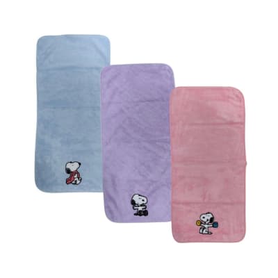 Tripack Toallas de Mano Snoopy Celeste + Lila + Rosado1