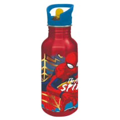 Tomatodo Escolar Botella Con Cañita Aluminio Spiderman 545 ML