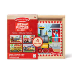 Rompecabezas Puzzles Didactico Vehiculos de Madera en Caja 4 en 1 Melissa & Doug