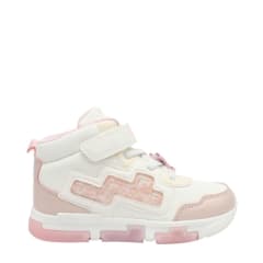 Zapatillas Niña Botin Angel Stitch Blanco Rosado con Luces