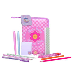 Cartuchera Artesco Flower + Kit Escolar Completo (40+ piezas)
