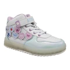 Zapatillas Niña Stitch Botin Blanco Celeste Con Luces