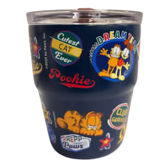 Mug vaso con cañita Garfield Kawaii Chibi 480 ml azul