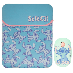 Mouse Inalambrico + Funda para Laptop Reversible Stitch Disney Neopreno 15 - 16 pulgadas Mod 2