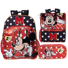 Pack Escolar Mochila Minnie Mouse Roja Oficio