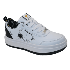 Zapatillas Mujer Casual Snoopy Blanco Negro