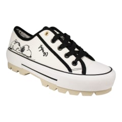 Zapatillas Urbanas Mujer Snoopy Blanco y Negro