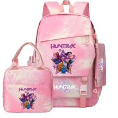 Pack Escolar Mochila Oficio Guerreras Kpop Huntrix Rosado Estrella