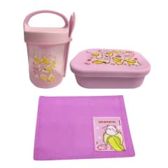 Pack Escolar Bananya Taper con Cuchara + Taper de Silicona 770ml + Individual