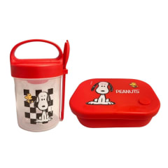 Pack Escolar Snoopy Taper con Cuchara Rojo 560ml + Taper Silicona 770ml