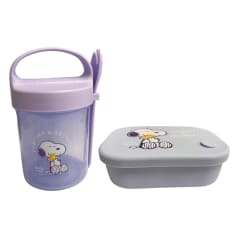 Pack Escolar Snoopy Taper con Cuchara Lila 560ml + Taper Silicona 770ml
