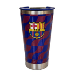 Mug Vaso Acero Termico Barcelona Futbol Azul Con Destapador 500 ML