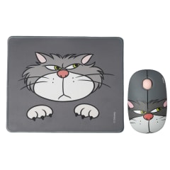 Mouse Inalambrico + Pad Desk Gato Lucifer Disney Neopreno Antideslizante 24x20 CM