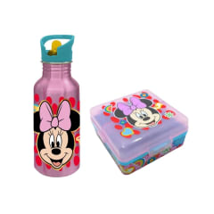 Pack Escolar Minnie Mouse Tomatodo Aluminio con Cañita 545ml + Taper Sandwichera