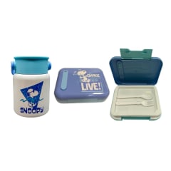 Pack Escolar Snoopy Termo para Comida 500ml + Taper Bento con Cubiertos 870ml