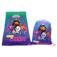 Pack Escolar Gabby Dollhouse Set de Toallas 28x36cm + Bolsa de Aseo 42x34 cm