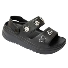 Sandalias Mujer Playera Plataforma Mickey Mouse Negro