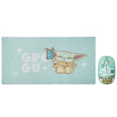 Mouse Inalambrico + Pad Desk Star Wars Baby Yoda Neopreno Antideslizante 80x40 CM Mod 1