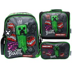 Pack Escolar Mochila Minecraft Creeper Oficio