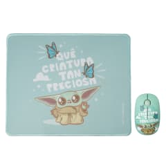 Mouse Inalambrico + Pad Desk Star Wars Baby Yoda Neopreno Antideslizante 24x20 CM Mod 1