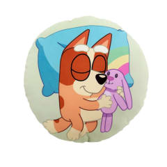 Cojin Almohada Bluey Bingo Durmiendo Redondo 33x33 cm