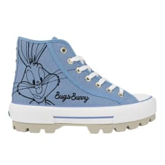 Zapatillas Botin Mujer Looney Tunes Casual Celeste
