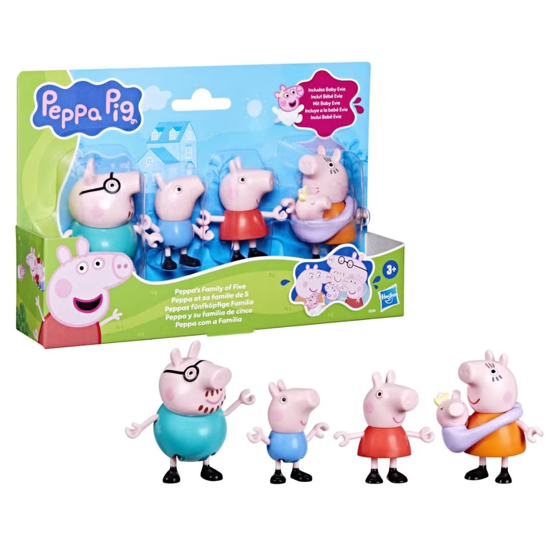 Set de Mini Figuras Peppa Pig Familia con Evie la Hermanita Juguete Infantil 0