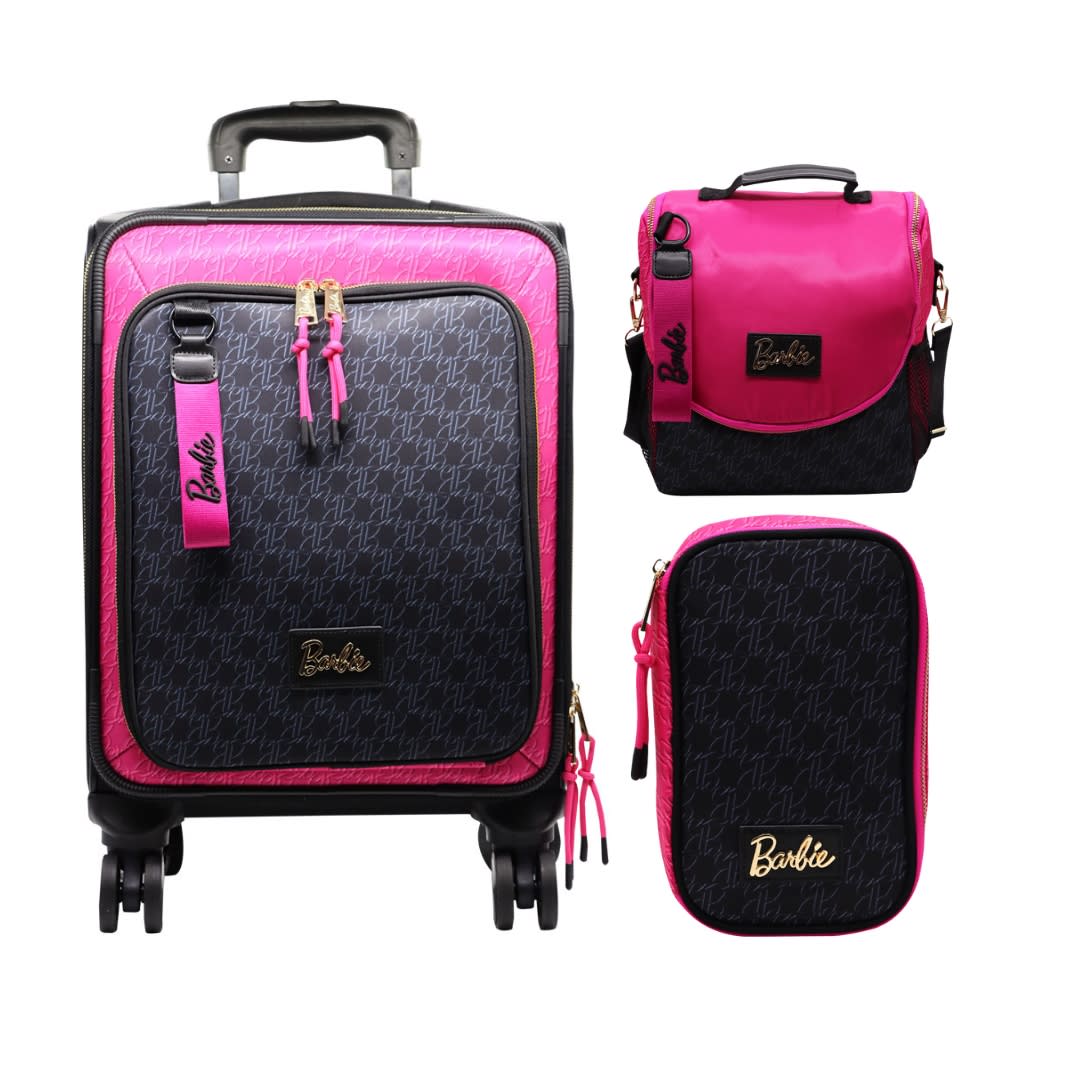 Pack Escolar Maleta Barbie Fucsia y Negro Oficio 0