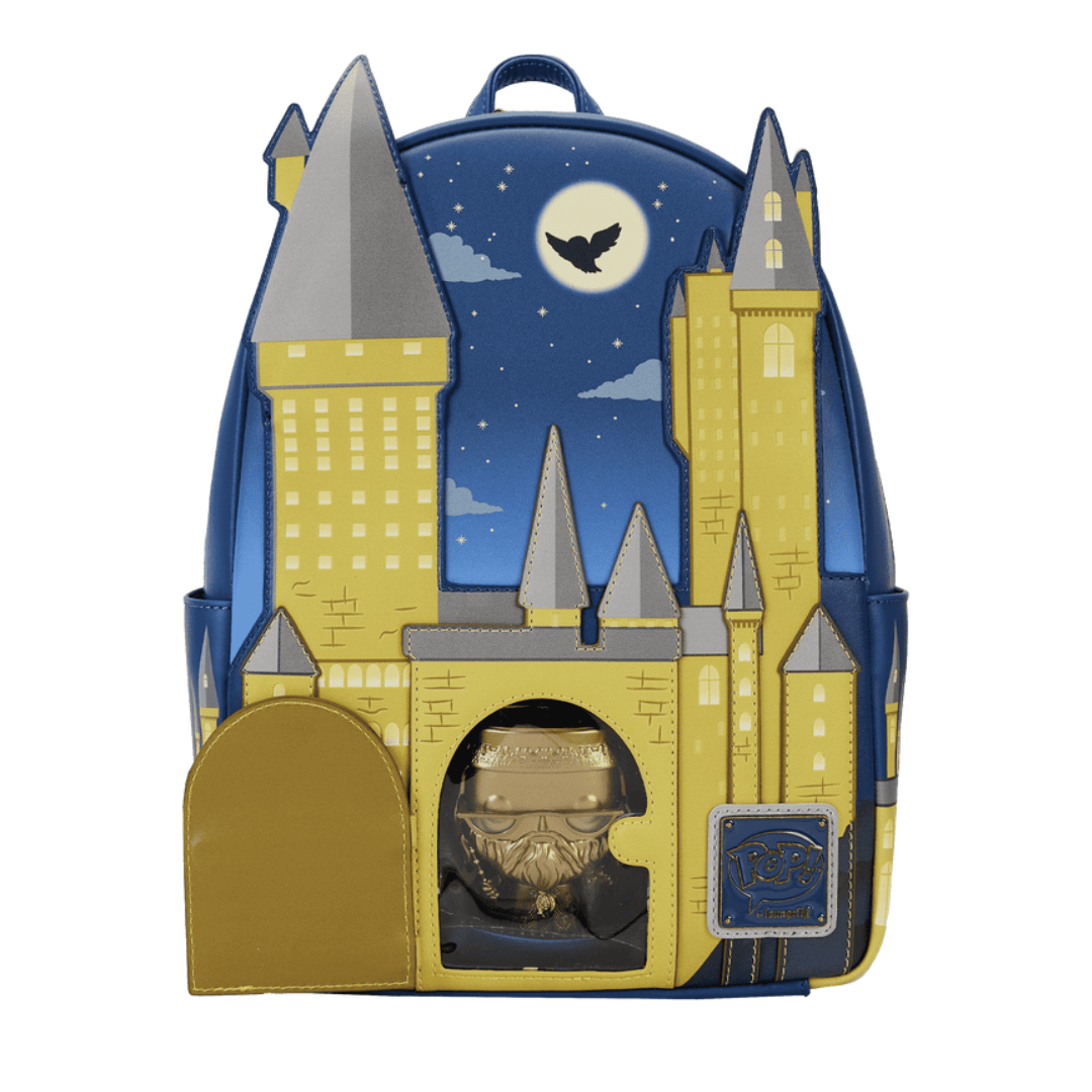 Mochila Loungefly Castillo Hogwarts Harry Potter Edición limitada con Funko Dorado Dumbledore2