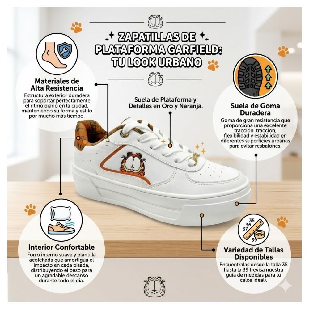 Zapatillas Mujer Garfield Casual Blanco2
