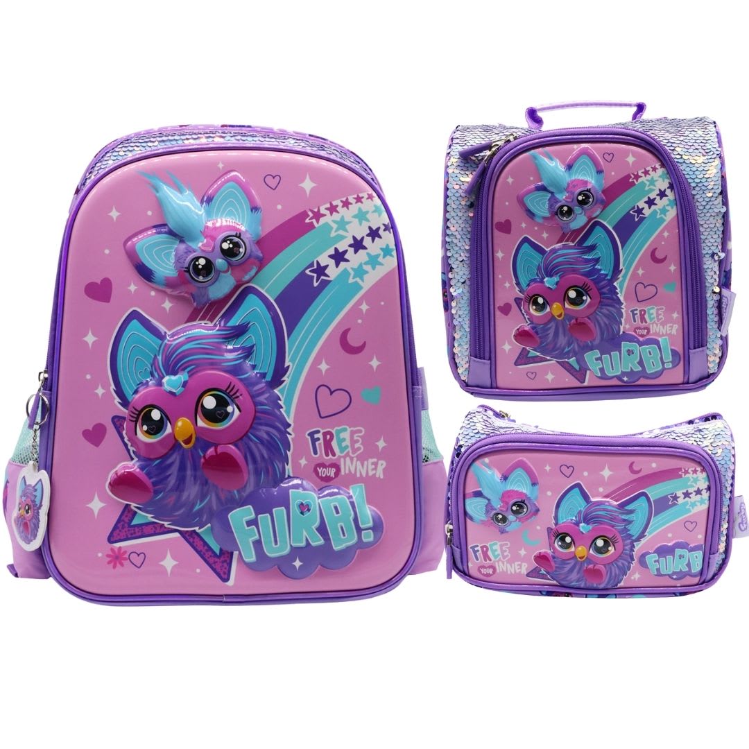 Pack Escolar Mochila Furby Lila Oficio 0