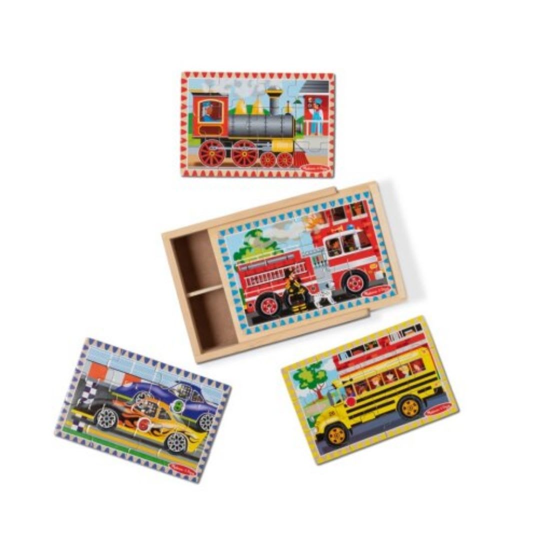 Rompecabezas Puzzles Didactico Vehiculos de Madera en Caja 4 en 1 Melissa & Doug4