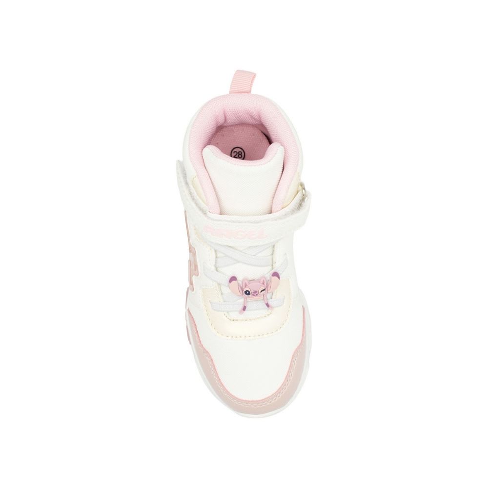 Zapatillas Niña Botin Angel Stitch Blanco Rosado con Luces4