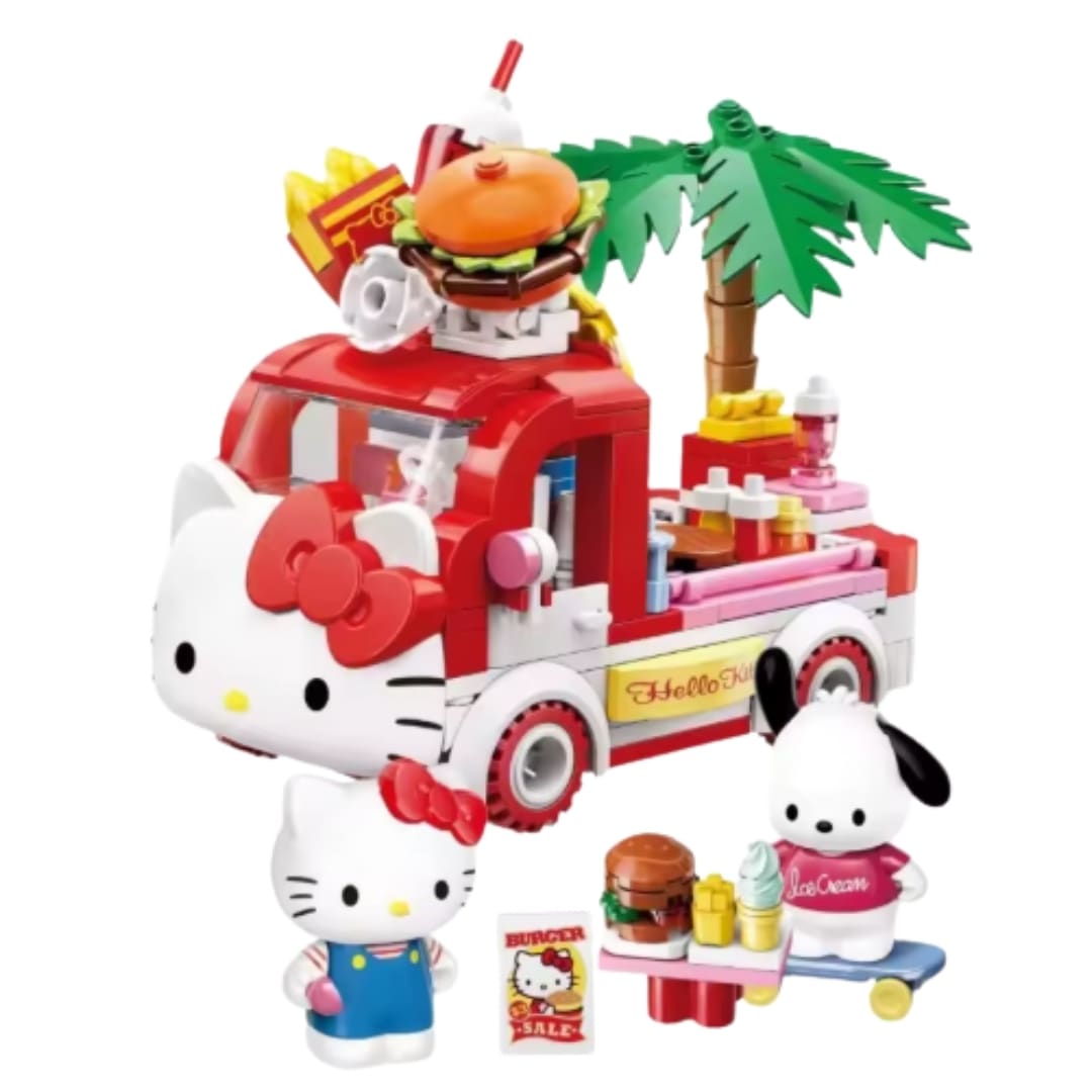 Keeppley Sanrio Hello Kitty & Pochacco - Mini Escenario Armable Camión de Comida Rápida2